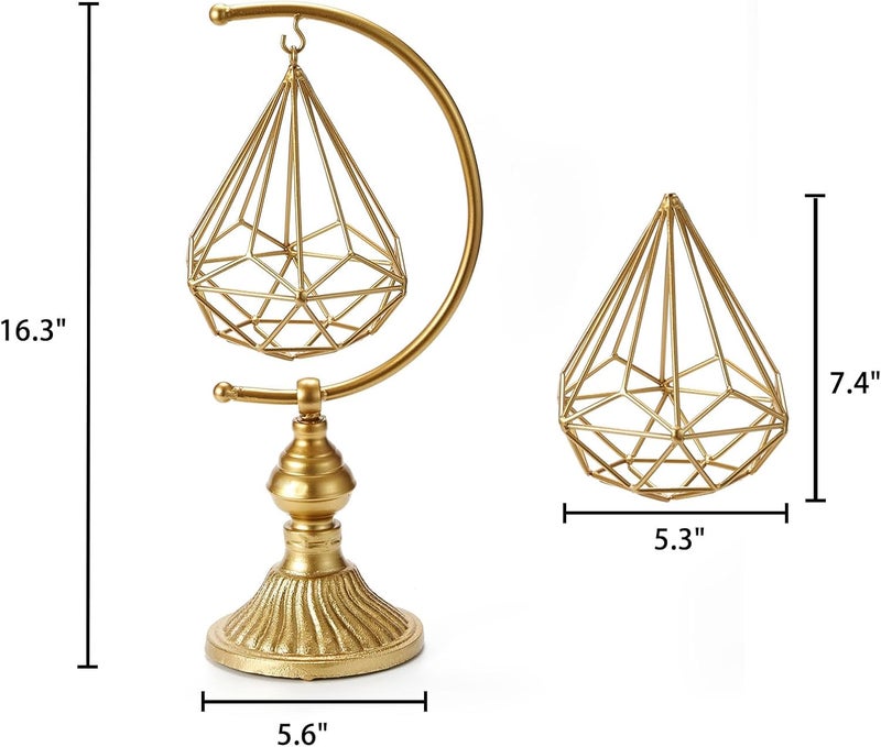 HLQMFHT 5.6" W x 16.3" H Metal Geometric Abstract Sculpture on Cast Iron Base,Metal Geometric Sculpture Decor Sphere, Tabletop,Living Room,Study,Bedroom,Home Decor - Image 1